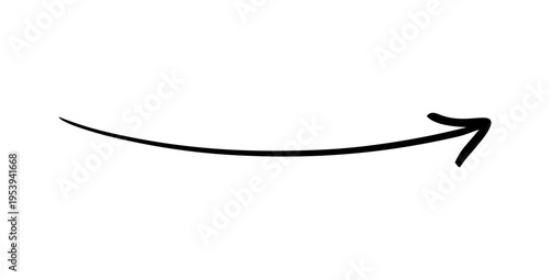 手書きの細い右上向き矢印　黒