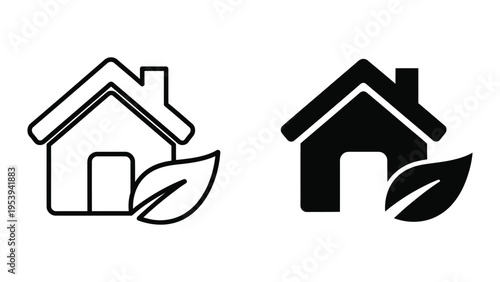 eco friendly house with green leaves sustainable living vector illustration