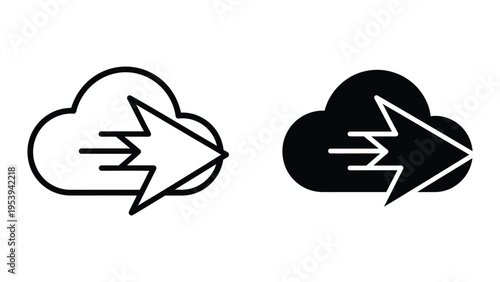 cloud data transfer sync flat design vector illustration with arrows