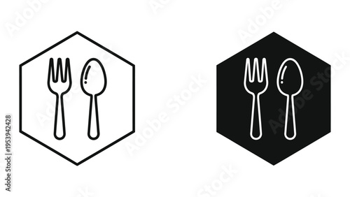 minimalist fork and knife dining icon vector illustration flat design