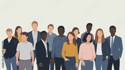 Dynamic illustration showcasing a diverse professional group, symbolizing unity, inclusion, and the collective strength found within a vibrant community, fostering collaboration