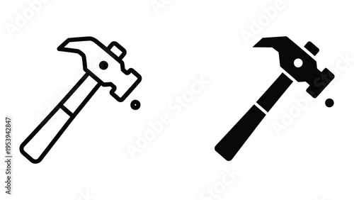 Two hammers vector illustration, flat design tools