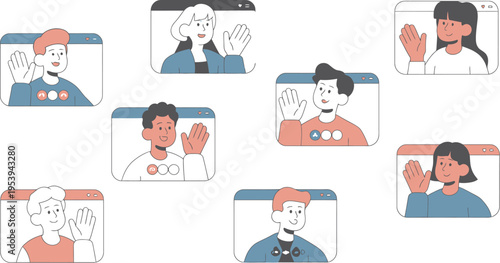 Individuals greeting through video.