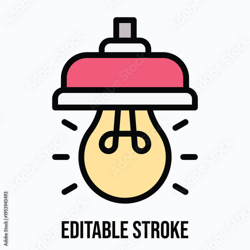 Light Icon, Lineal colour style vector icon, Editable stroke. 