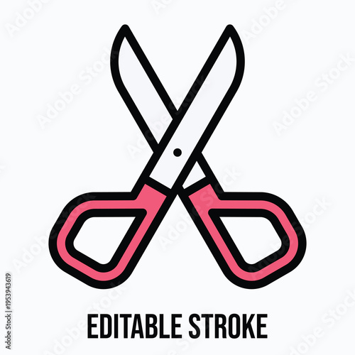 Scissors Icon, Lineal colour style vector icon, Editable stroke. 