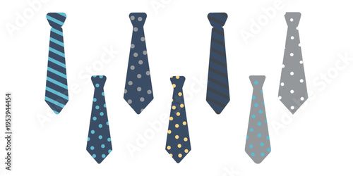Collection of seven distinctive neckties with various patterns