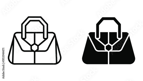 elegant handbag and purse set flat design vector illustration