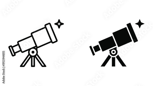 telescopes with stars vector illustration, flat design astronomy