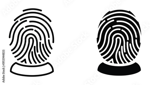 fingerprint identification security icon flat design vector illustration