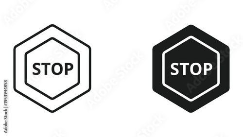 stop sign icon set minimalist flat design vector illustration