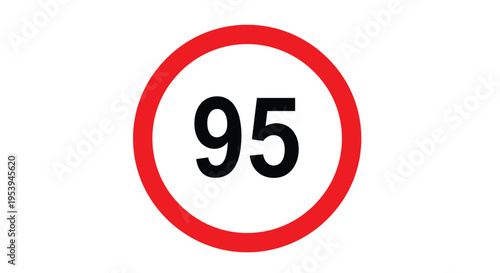 Standard speed limit ninety five kilometers per hour road sign with a bold black number inside a bright red circle frame.