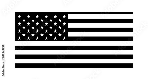 A high contrast black and white graphic illustration of the official united states national flag Vector
