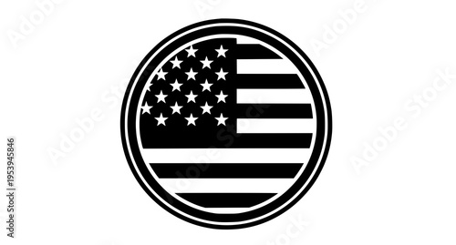 A circular emblem featuring the stylized stars and stripes of the national flag of united states Vector