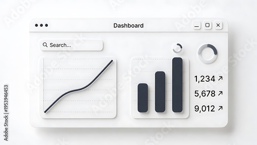 Digital dashboard interface showcasing evolving business data with dynamic graphs, charts, and numbers in a clean, modern