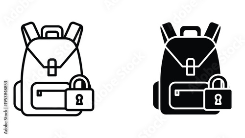 Secure backpacks with locked compartments vector illustration