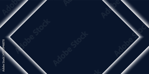 Abstract dark blue background with glowing diagonal geometric shapes forming a modern frame composition.