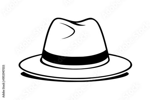 line drawing of a fedora hat with black band