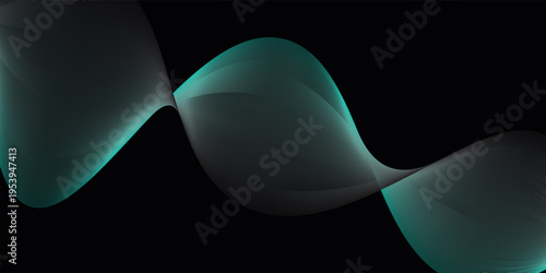 Modern abstract green wave on dark teal background,tech banner, corporate business concept, hi-tech abstract background, vector illustration for business or presentation. vector new eps