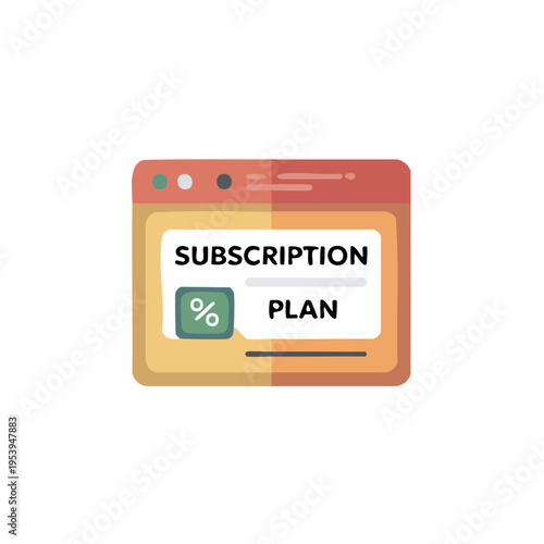 Flat illustration of subscription plan web browser window