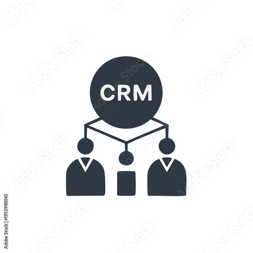 CRM customer relationship management flat vector icon with people