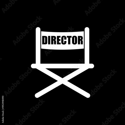 Film director chair icon isolated on black background