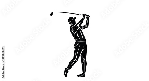 A striking black silhouette depicts a golfer completing a powerful swing showcasing athletic motion