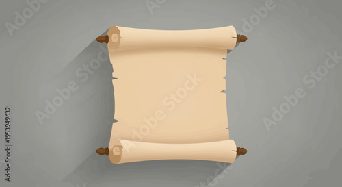Blank antique scroll with wooden handles for message.