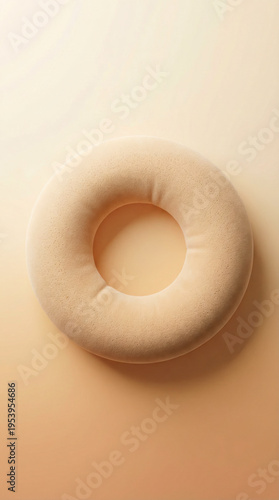 Abstract circular soft light brown cushion on a matching background
