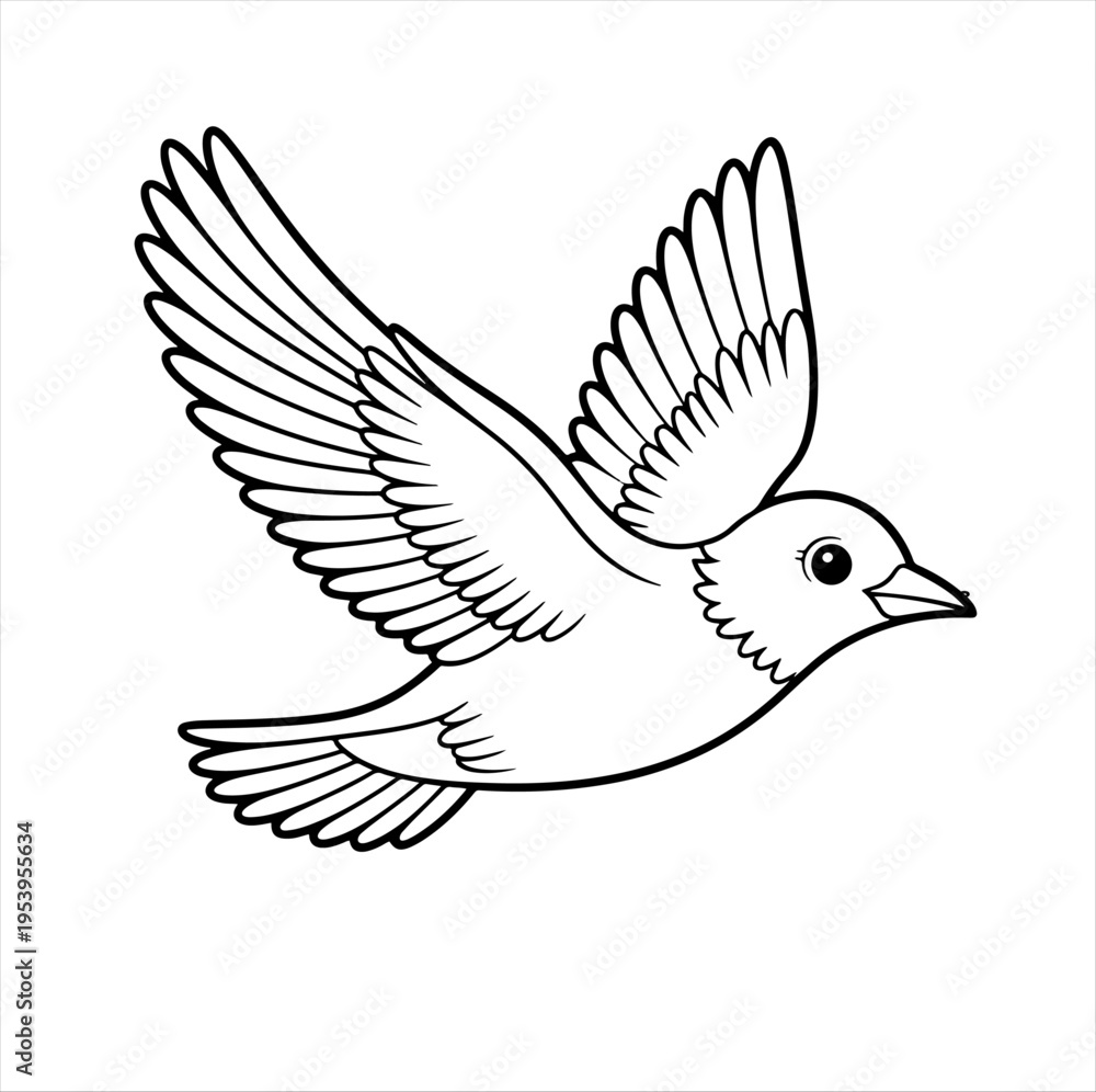 Fototapeta premium Cartoon bird with wings spread wide, symbolizing freedom, flight, and nature