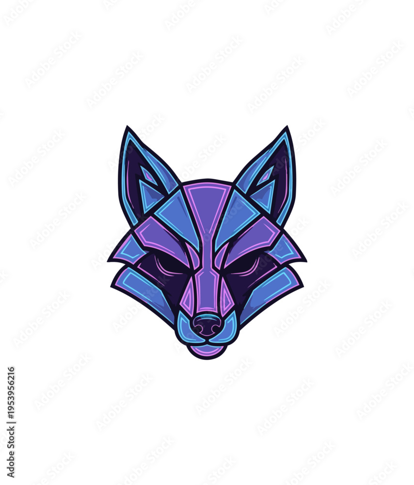 Fototapeta premium Geometric fox head design vector illustration on black