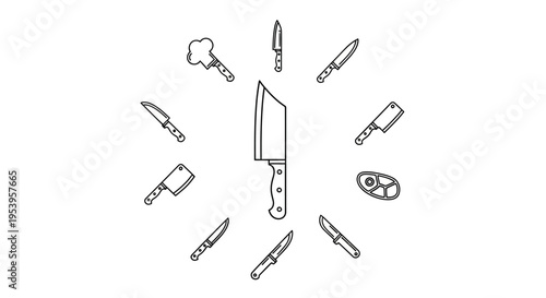 Kitchen Knife Set with Various Blades.