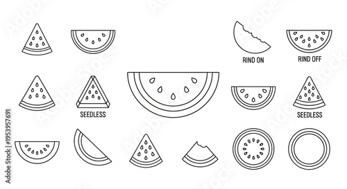 Various Watermelon Slices and Wedges Illustration.