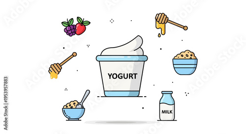 Yogurt cup with milk and spoons.