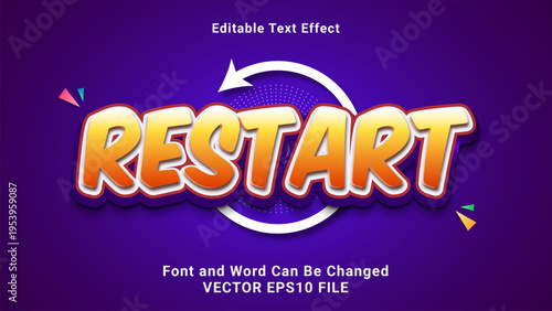 3d editable restart cartoon style  text effect