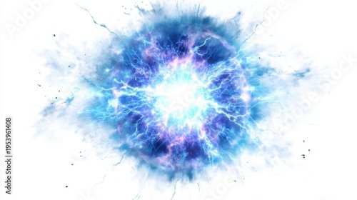 A dynamic digital illustration of a glowing, energetic ball in the center, radiating outward with vibrant light