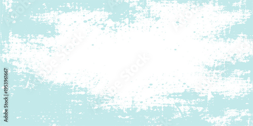Light blue and white distressed grunge texture background with a central blank rectangular area