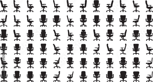 Office Chairs Arrangement in White Background