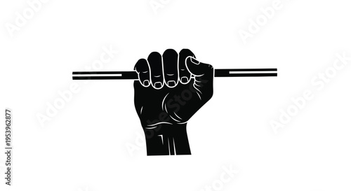 A clenched fist gripping a barbell showcasing strength and determination silhouette