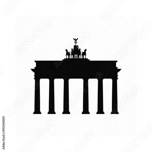 Silhouette of the brandenburg gate in berlin germany against white