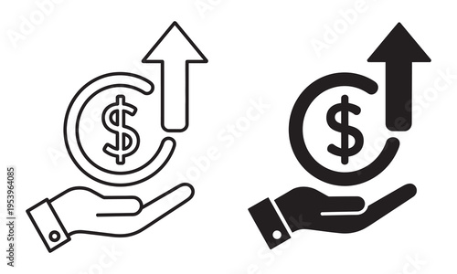 Profitability icon set vector, business growth icon, sales and revenue increase, profit margin concept, financial growth symbol, transparent vector illustration