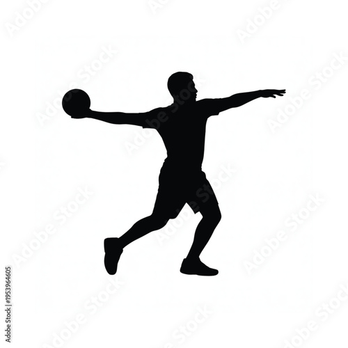 Silhouette of a handball player preparing to throw the ball