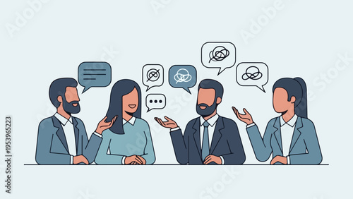 Diverse business professionals engaging in a lively discussion and brainstorming session, exchanging ideas and perspectives in a collaborative meeting environment