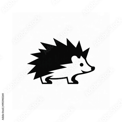 Minimalist illustration of a black and white hedgehog in profile