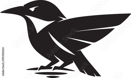 black silhouette of bird with spread wing