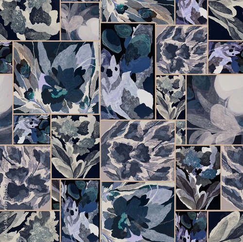 set of seamless patterns design abstract watercolor creative allover textile design new concept design black and blue background stock design repeat pattern fabric print 