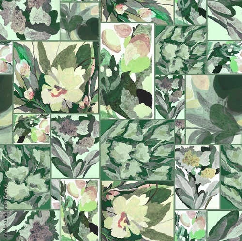 seamless pattern with leave design Geometric batik creative design seamless floral pattern repeat pattern fabric print design light green background texture 