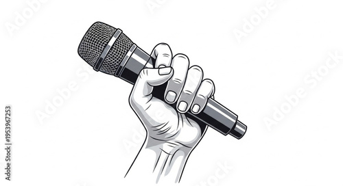 Hand Holding Microphone - A Symbol of Voice, Expression, and Communication.