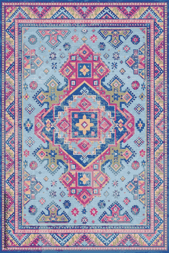 Folk style traditional printed Carpet with trending colors and texture in high resolution