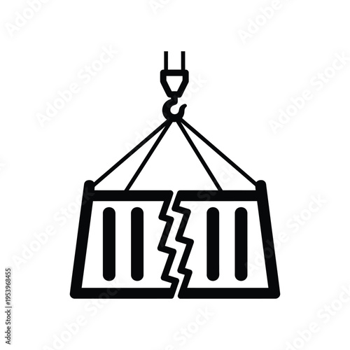 Broken Shipping Container Crane Lift Disaster Icon