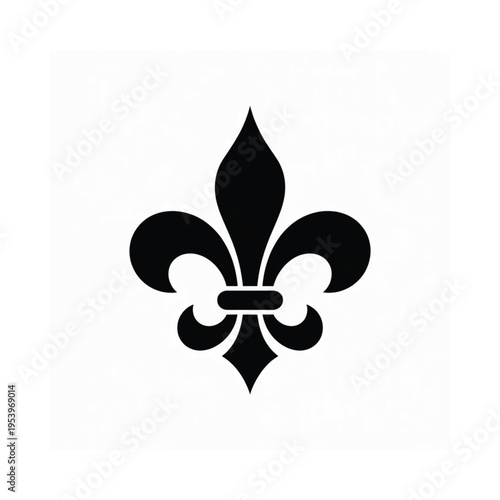 Elegant fleur de lis symbol in black isolated on a clean white background